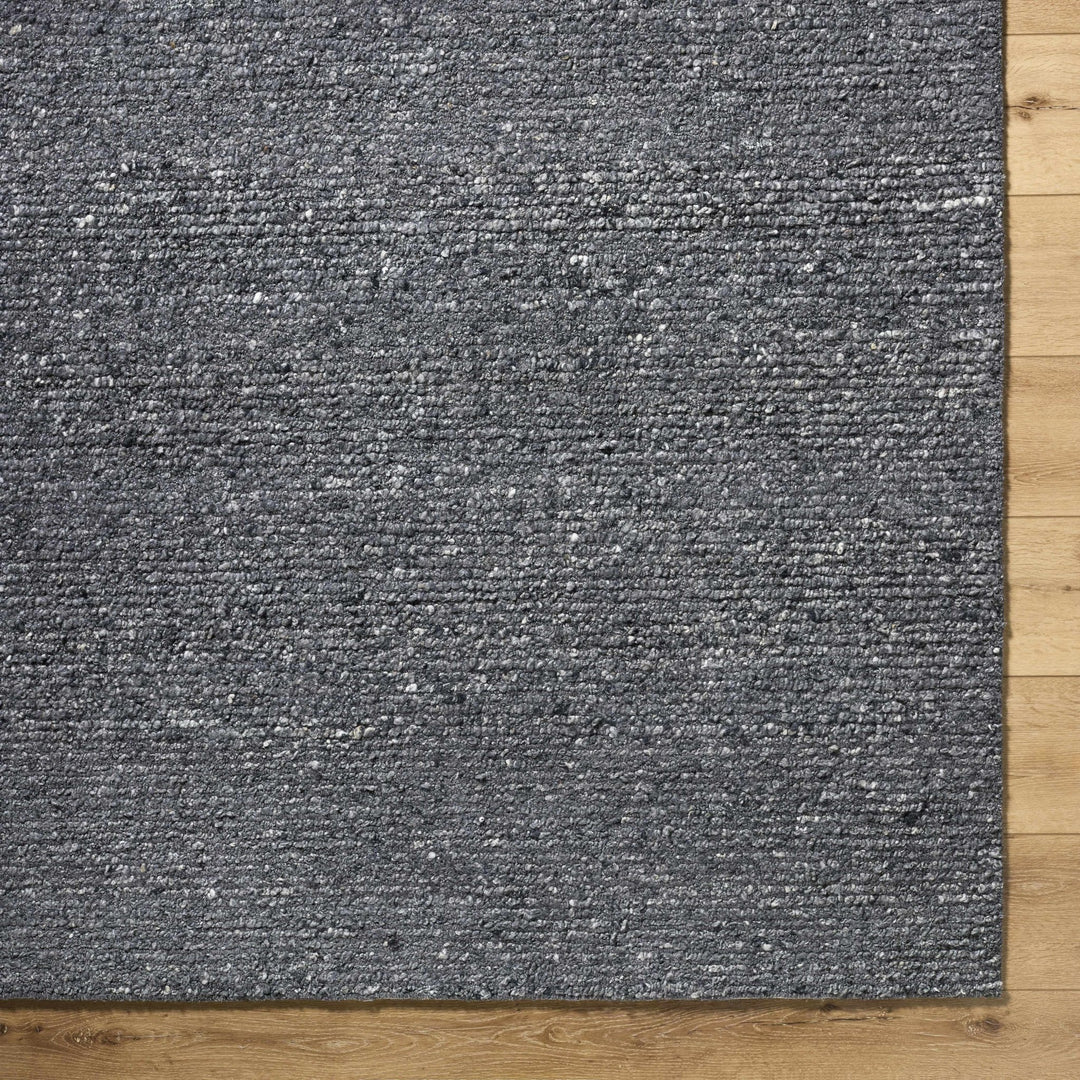 Contemporary Black And Gray textured solid Wool Area Rug - The Rug Decor