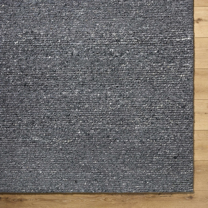 Contemporary Black And Gray textured solid Wool Area Rug - The Rug Decor