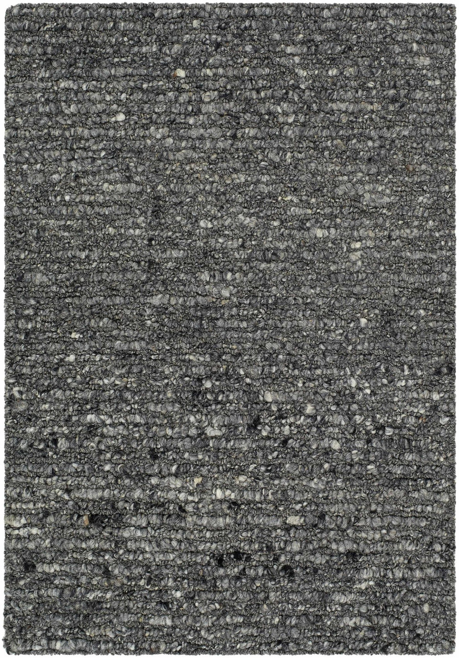 Contemporary Black And Gray textured solid Wool Area Rug - The Rug Decor