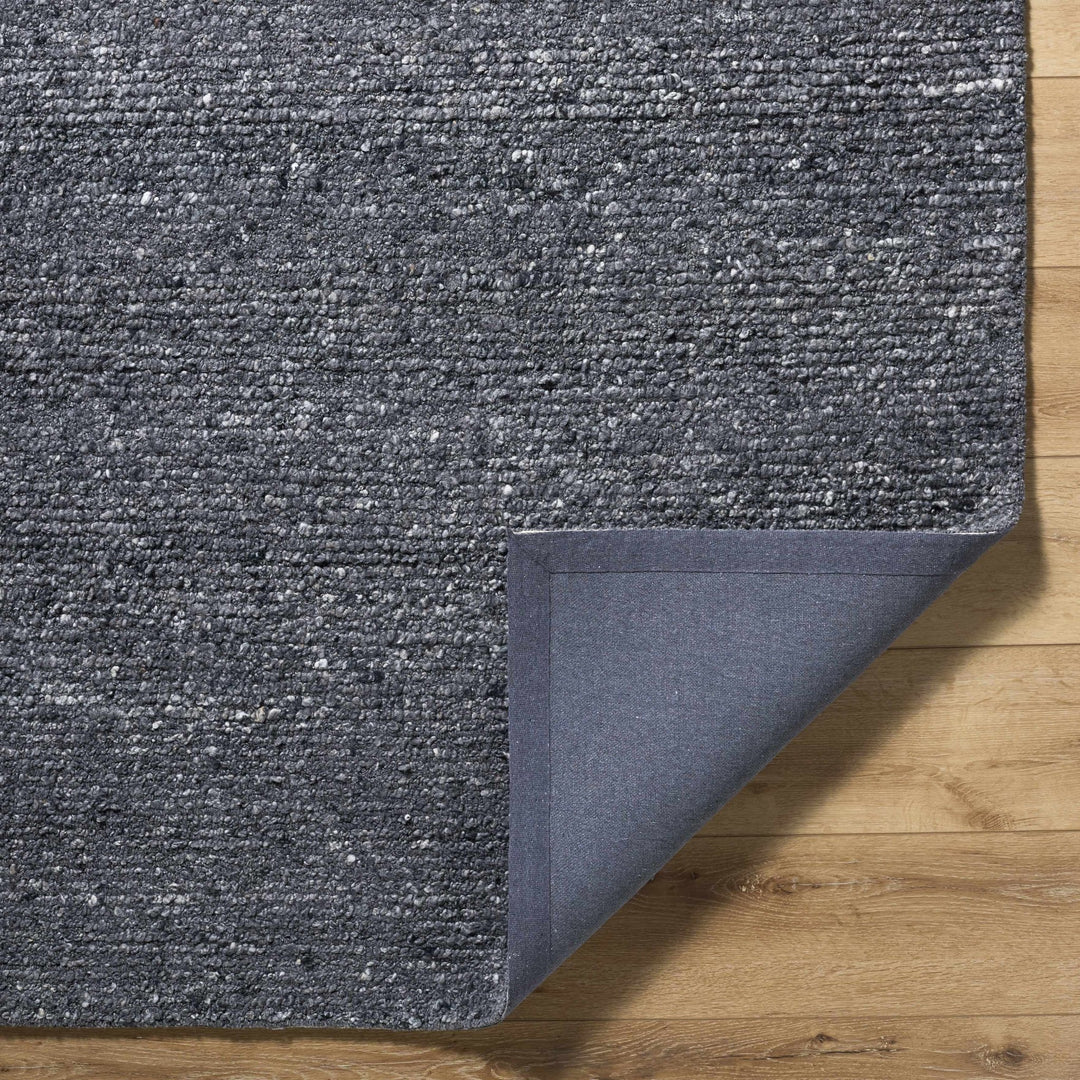 Contemporary Black And Gray textured solid Wool Area Rug - The Rug Decor