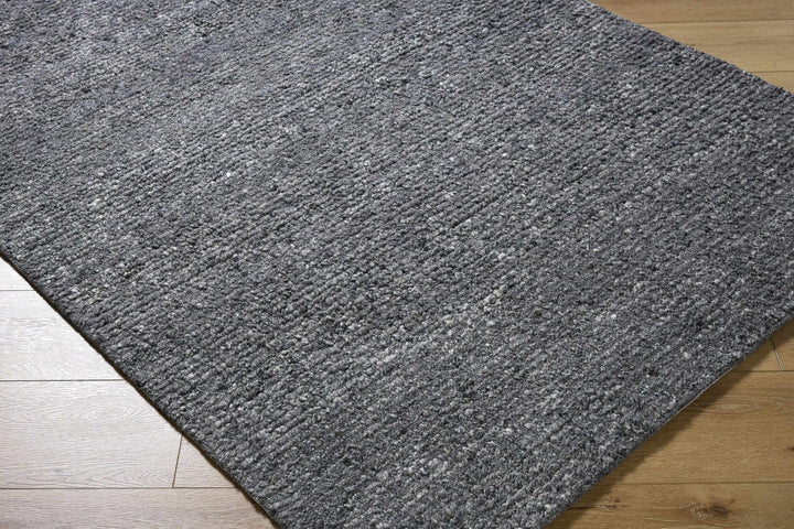 Contemporary Black And Gray textured solid Wool Area Rug - The Rug Decor