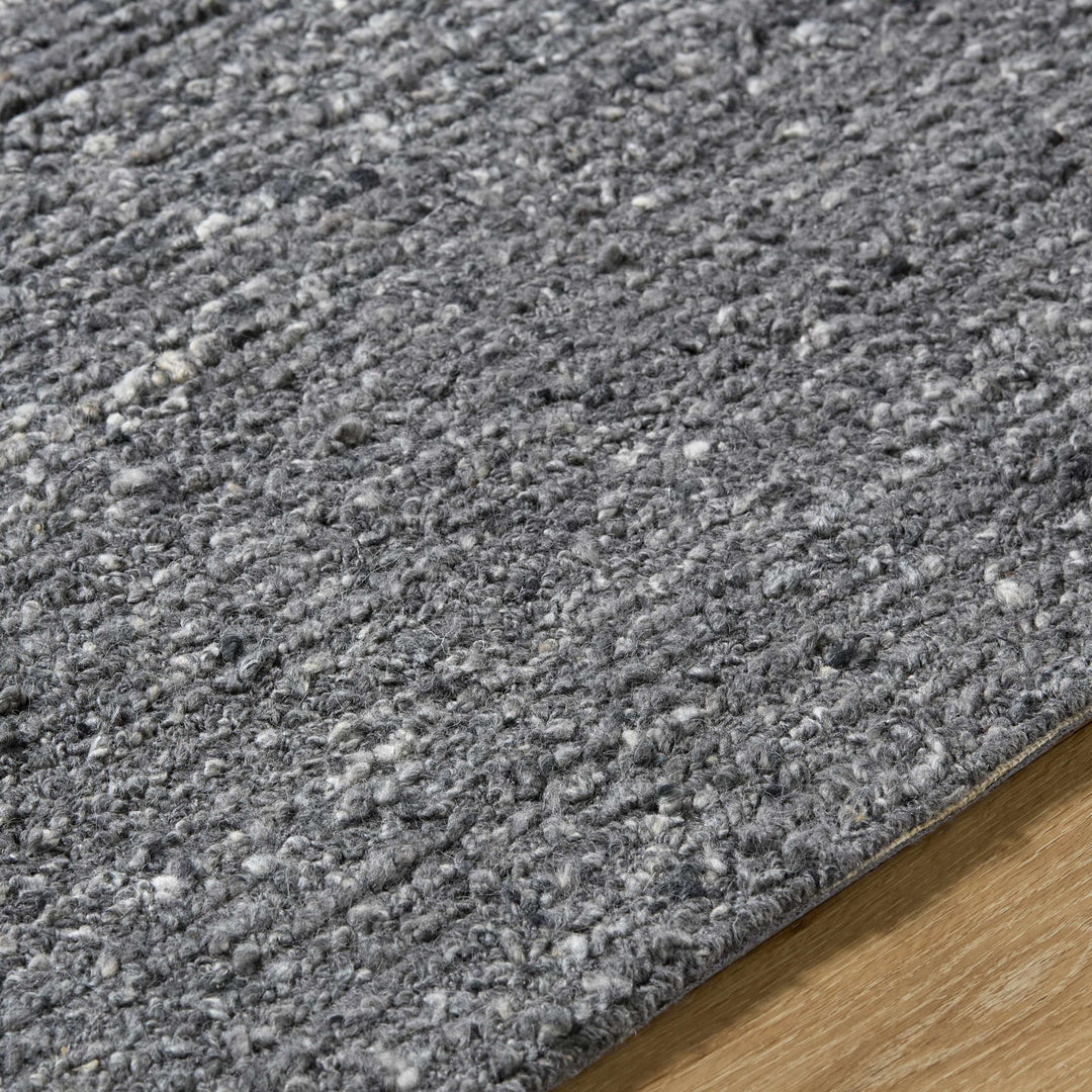 Contemporary Black And Gray textured solid Wool Area Rug - The Rug Decor