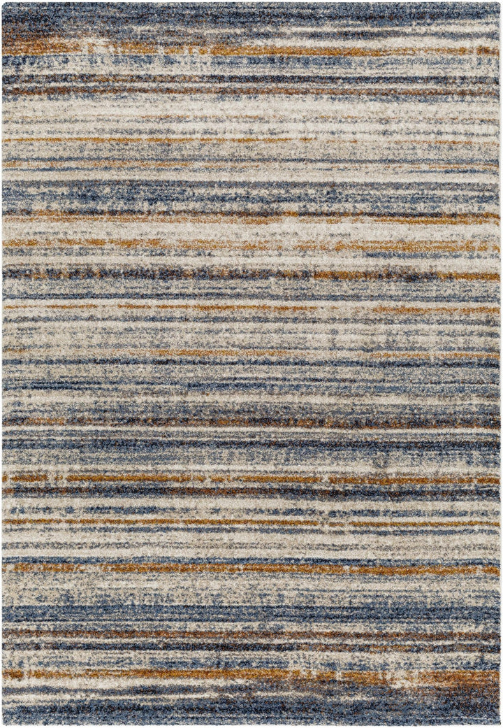Contemporary Blue And Beige Abstract Machine Woven Rug - The Rug Decor