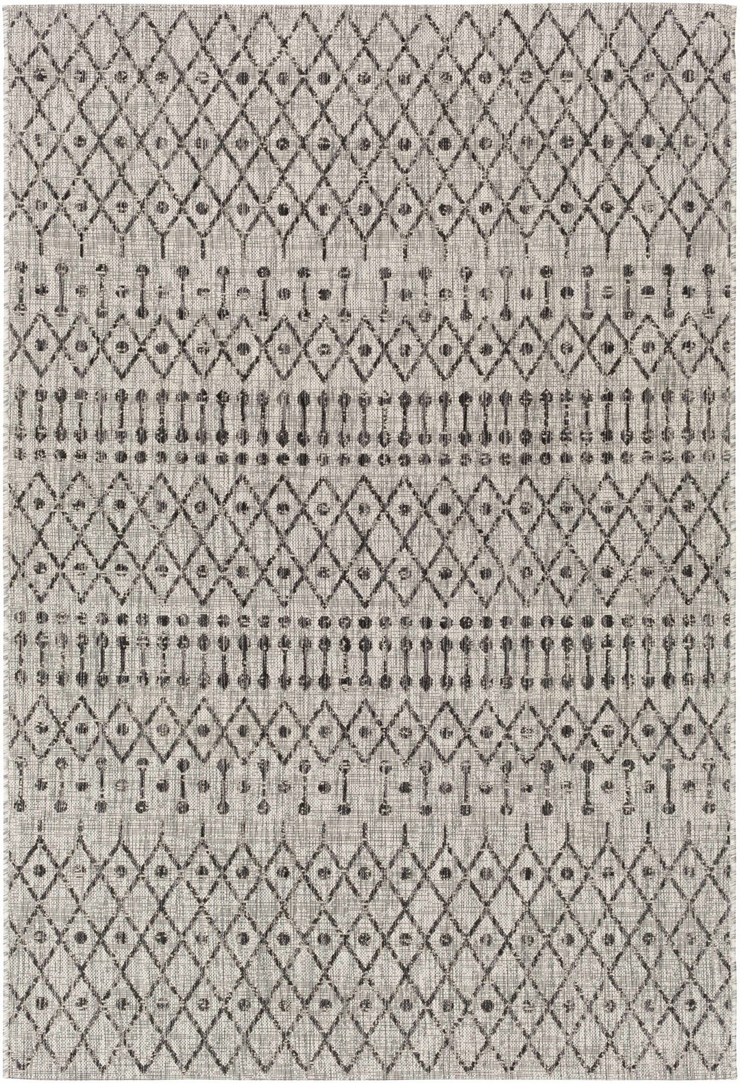 Contemporary Charcoal and Beige Tribal Design flatwoven Area Rug - The Rug Decor