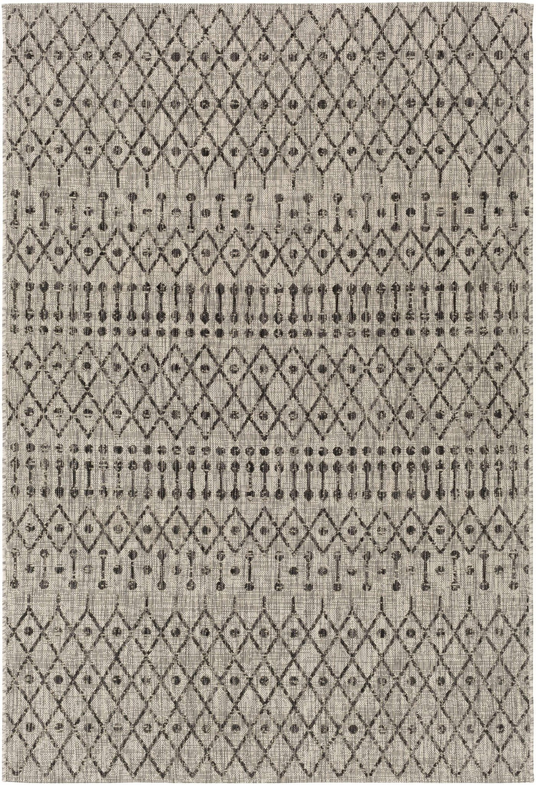 Contemporary Charcoal and Beige Tribal Design flatwoven Area Rug - The Rug Decor