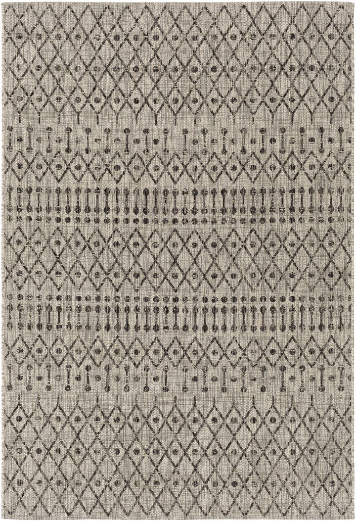 Contemporary Charcoal and Beige Tribal Design flatwoven Area Rug - The Rug Decor