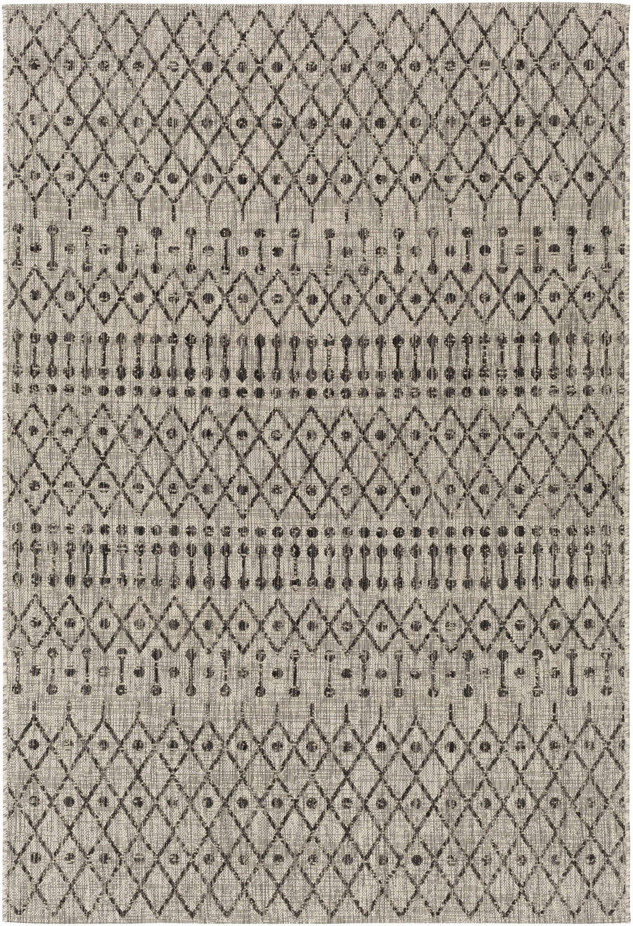 Contemporary Charcoal and Beige Tribal Design flatwoven Area Rug - The Rug Decor
