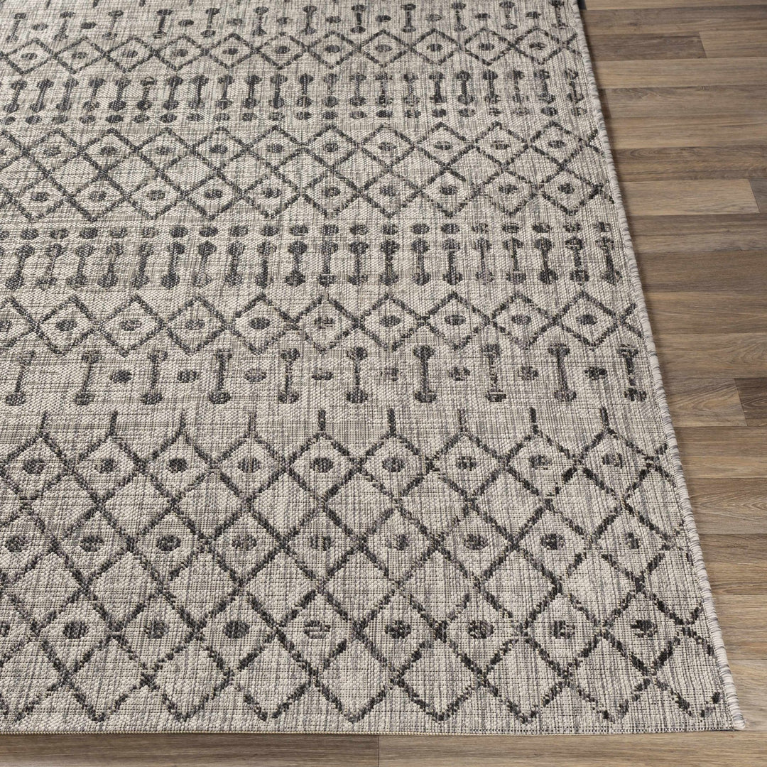 Contemporary Charcoal and Beige Tribal Design flatwoven Area Rug - The Rug Decor