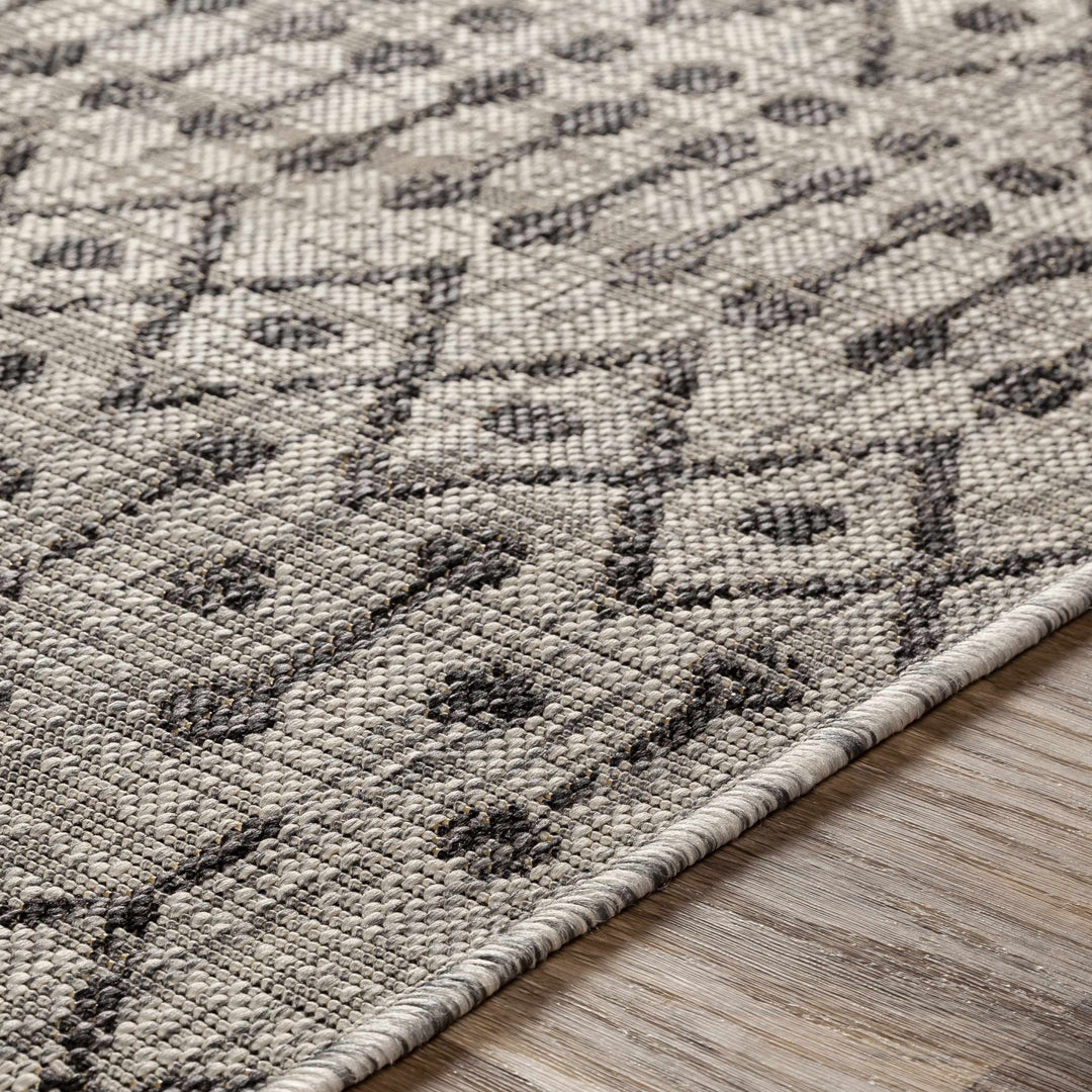 Contemporary Charcoal and Beige Tribal Design flatwoven Area Rug - The Rug Decor