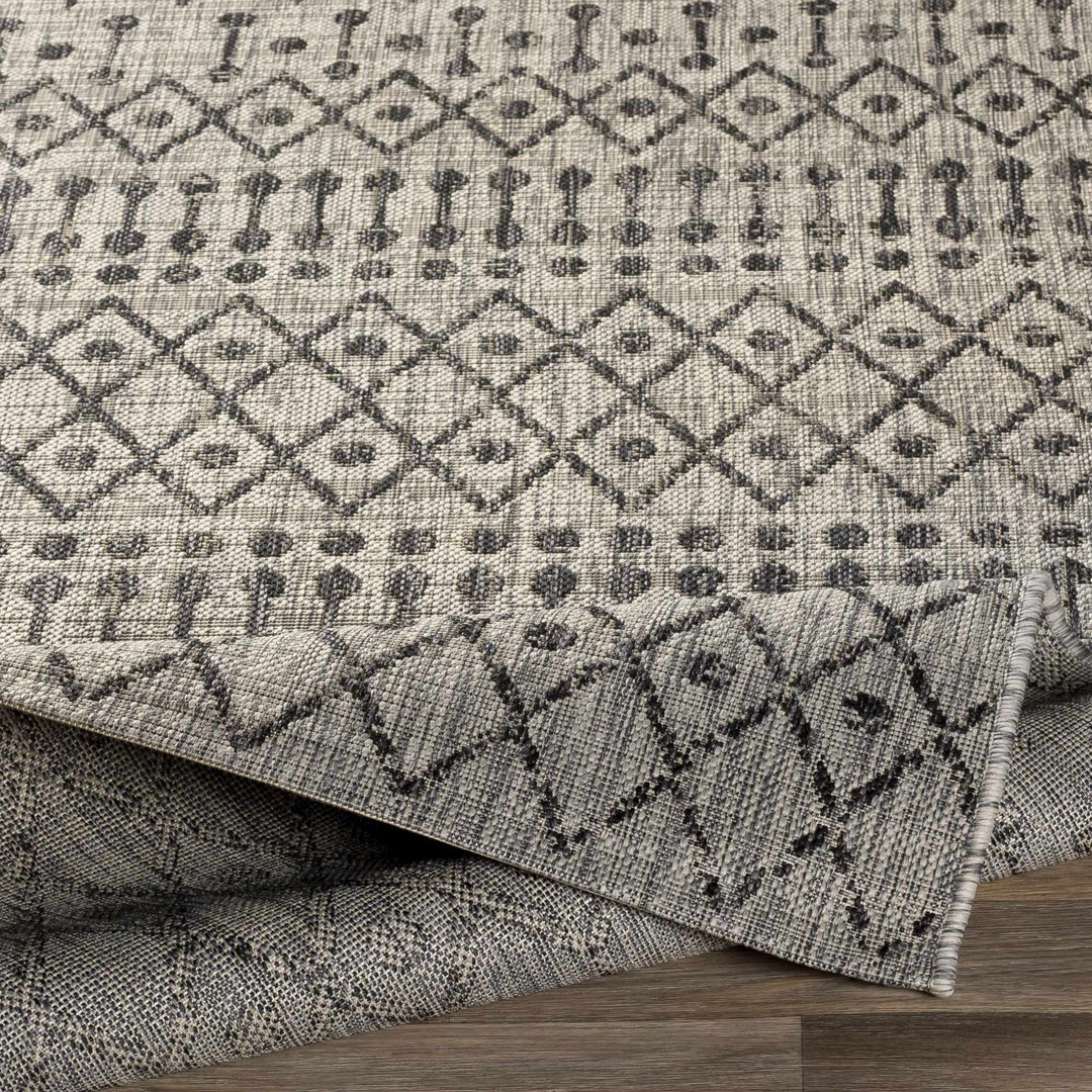 Contemporary Charcoal and Beige Tribal Design flatwoven Area Rug - The Rug Decor