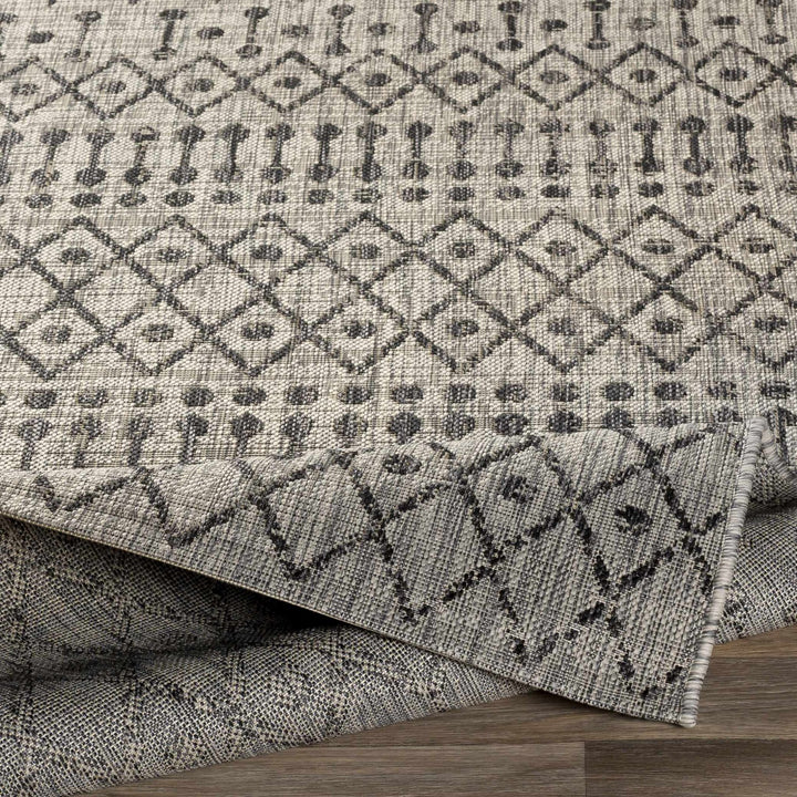 Contemporary Charcoal and Beige Tribal Design flatwoven Area Rug - The Rug Decor