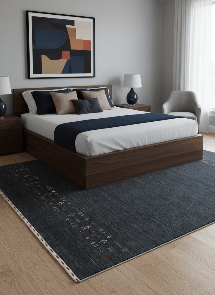 Contemporary Design Charcoal Hand Loomed Wool Area Rug - The Rug Decor