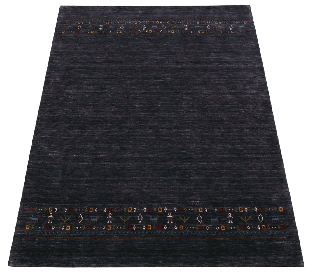 Contemporary Design Charcoal Hand Loomed Wool Area Rug - The Rug Decor