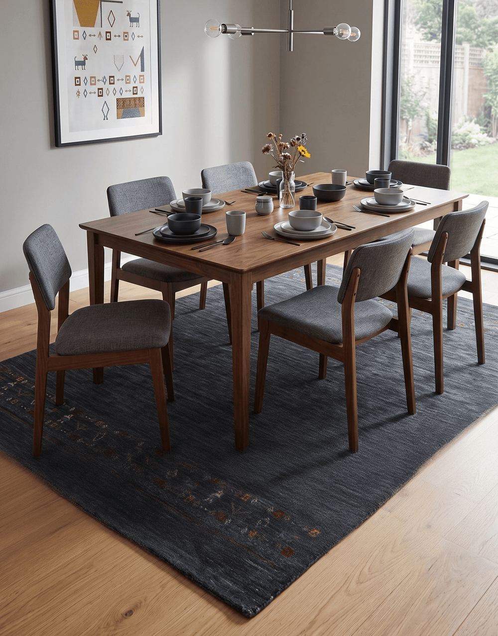 Contemporary Design Charcoal Hand Loomed Wool Area Rug - The Rug Decor