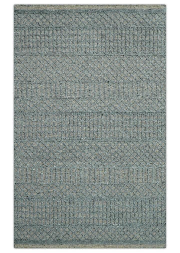 Contemporary Design Gray Hand Knotted Wool Area Rug - The Rug Decor
