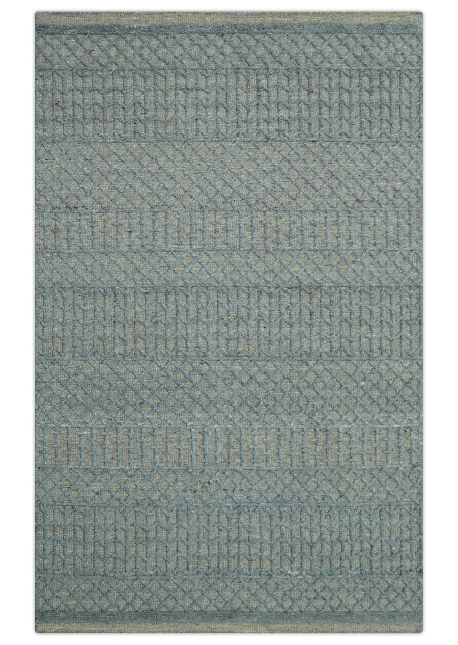 Contemporary Design Gray Hand Knotted Wool Area Rug - The Rug Decor