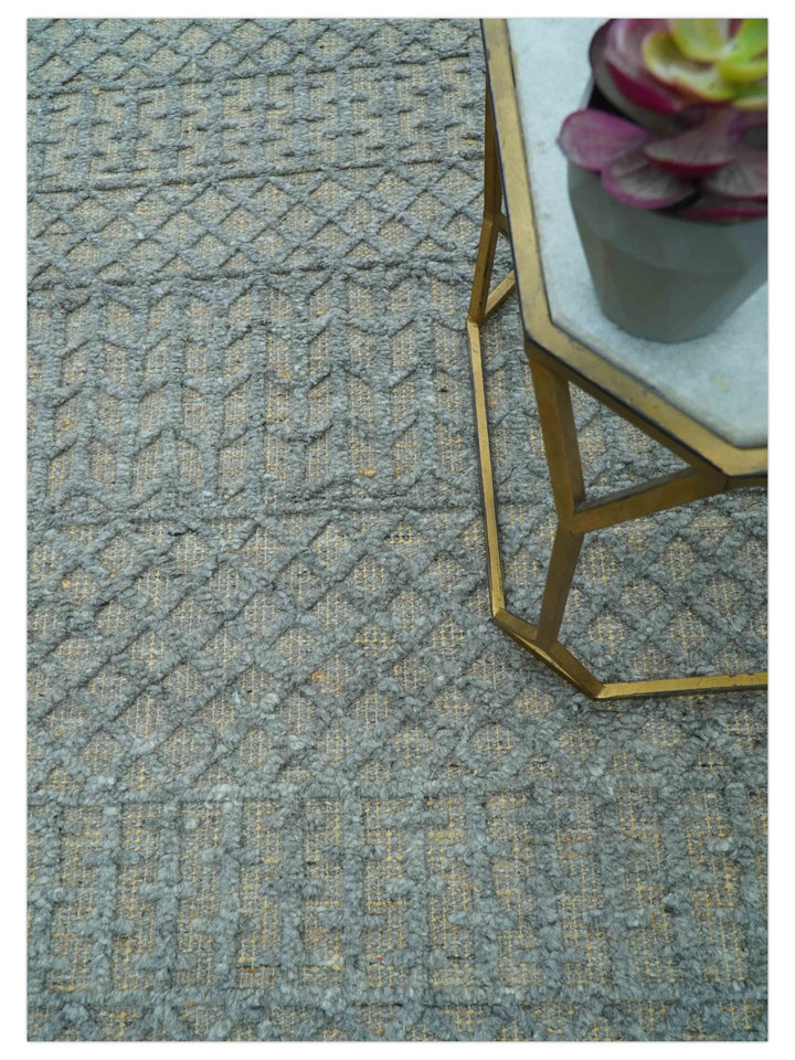 Contemporary Design Gray Hand Knotted Wool Area Rug - The Rug Decor
