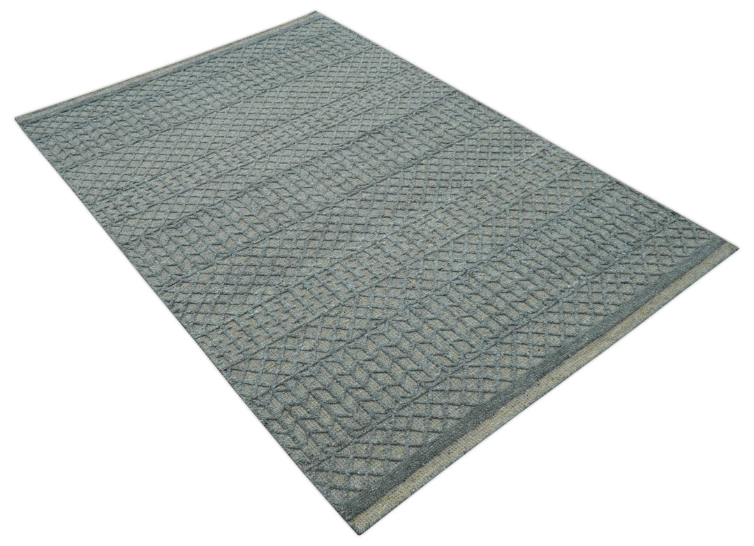 Contemporary Design Gray Hand Knotted Wool Area Rug - The Rug Decor