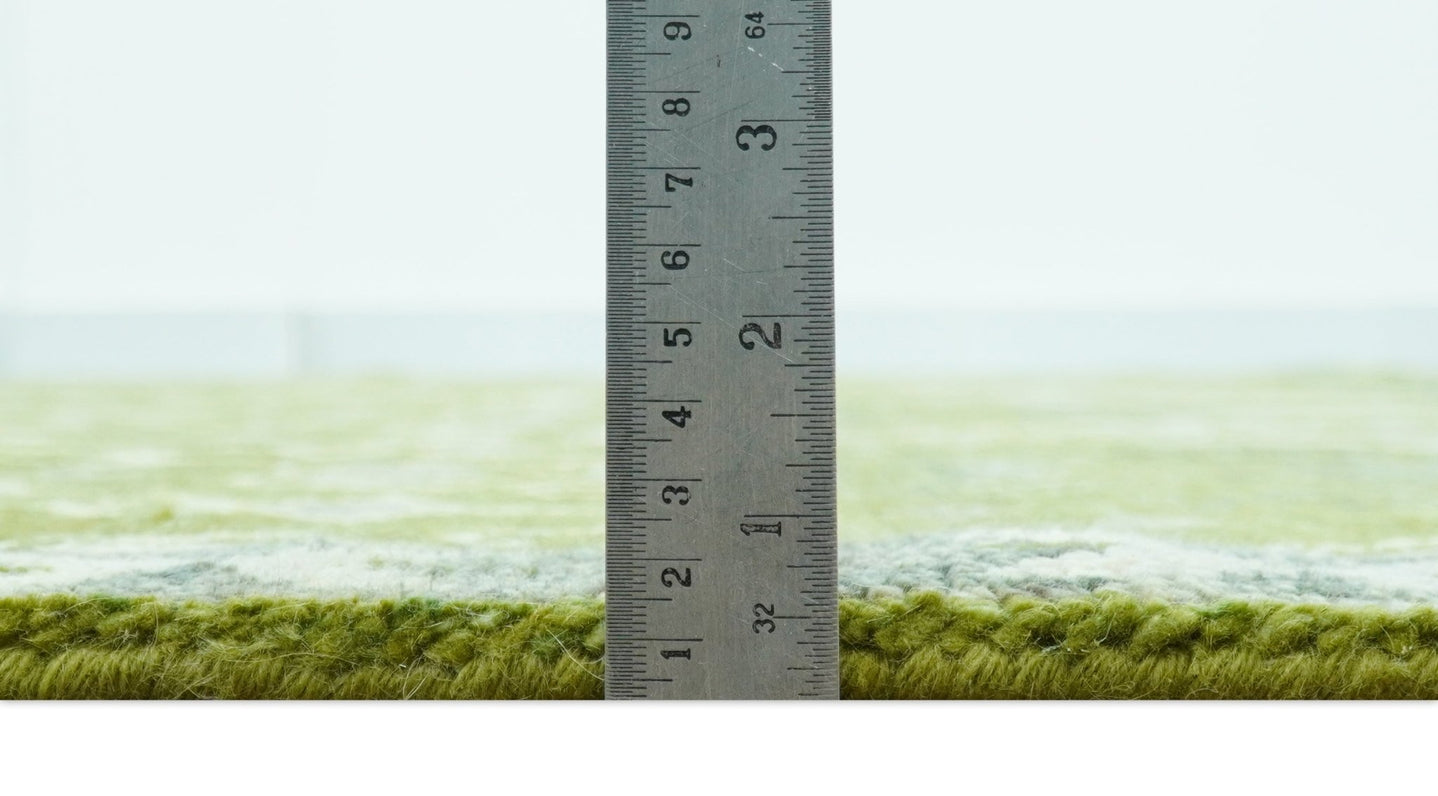 Contemporary Design Green And Beige Hand Knotted 8x10 Wool Area Rug - The Rug Decor