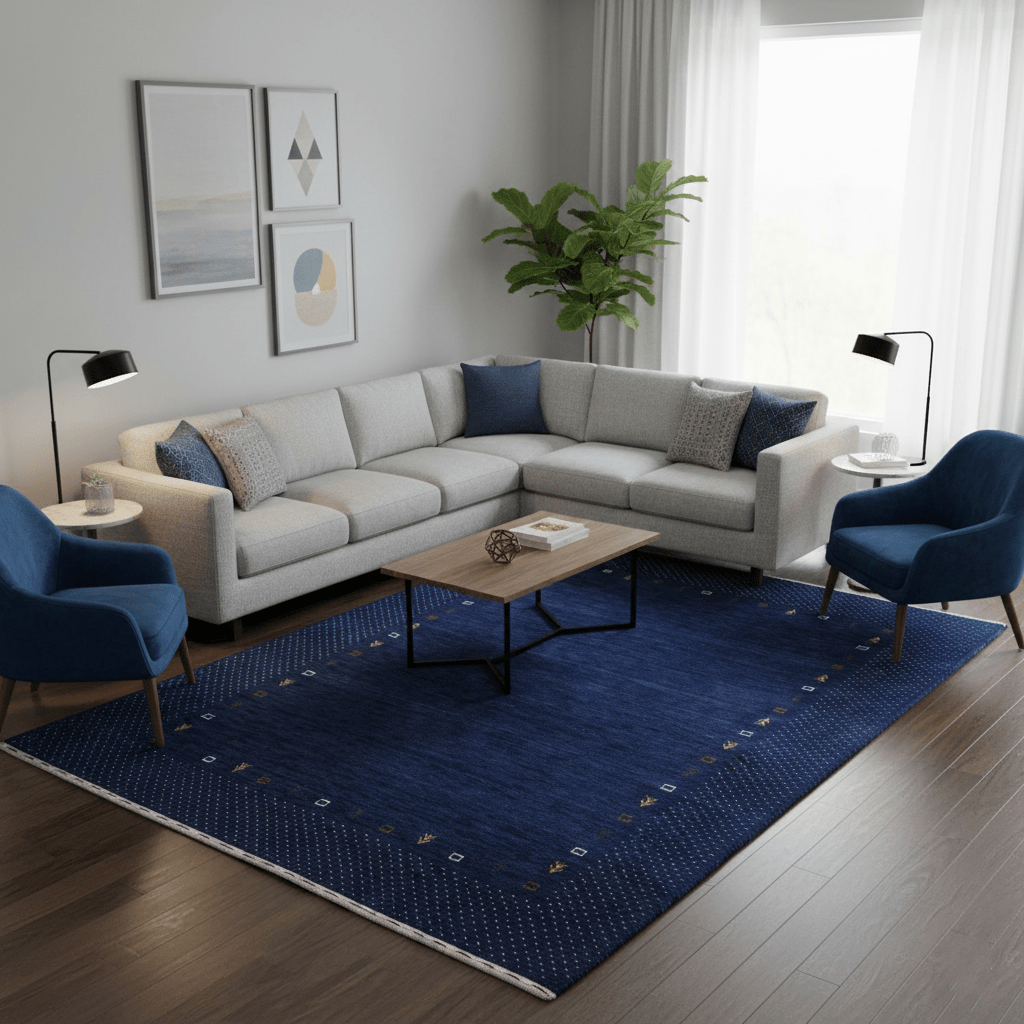 Contemporary Gabbeh Border Design Hand Loomed Wool Area Rug - The Rug Decor