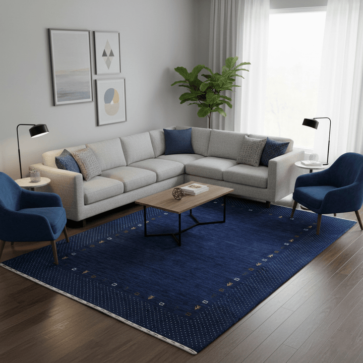 Contemporary Gabbeh Border Design Hand Loomed Wool Area Rug - The Rug Decor