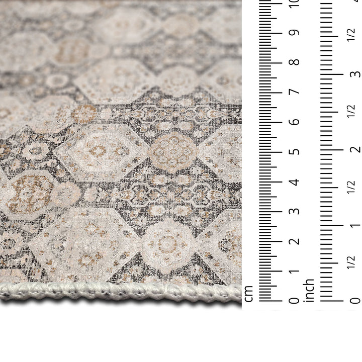 Contemporary Geometrical Beige Machine Washable Area Rug - The Rug Decor