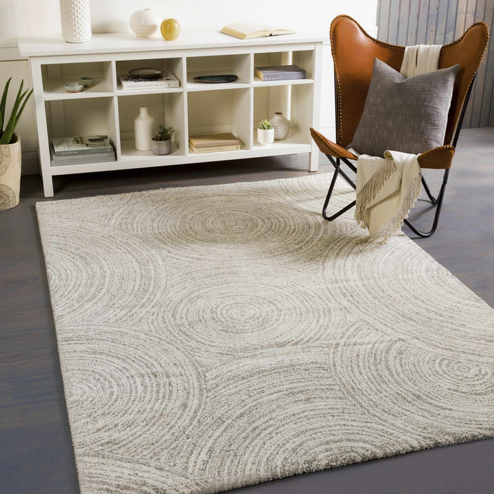 Contemporary Geometrical Ivory And Gray Machine Woven Rug - The Rug Decor