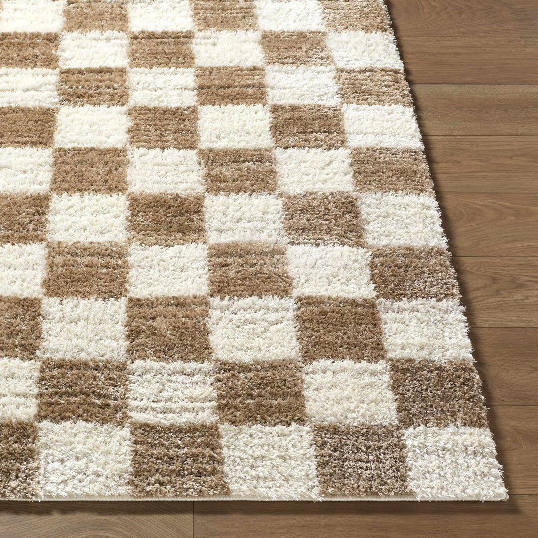 Contemporary Geometrical Style Brown Machine Woven Area Rug - The Rug Decor