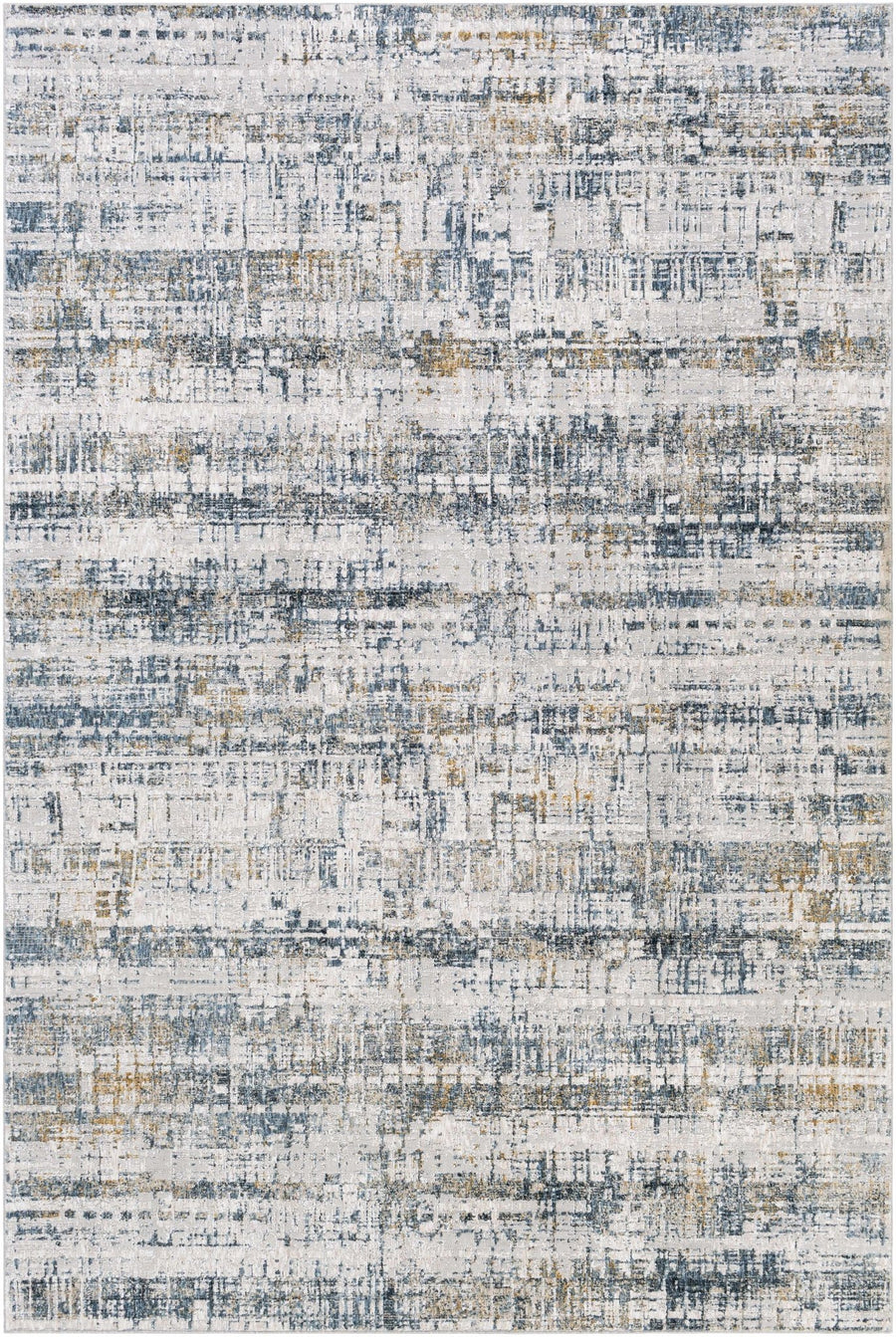 Contemporary Gray And Beige Abstract Machine Woven Rug - The Rug Decor