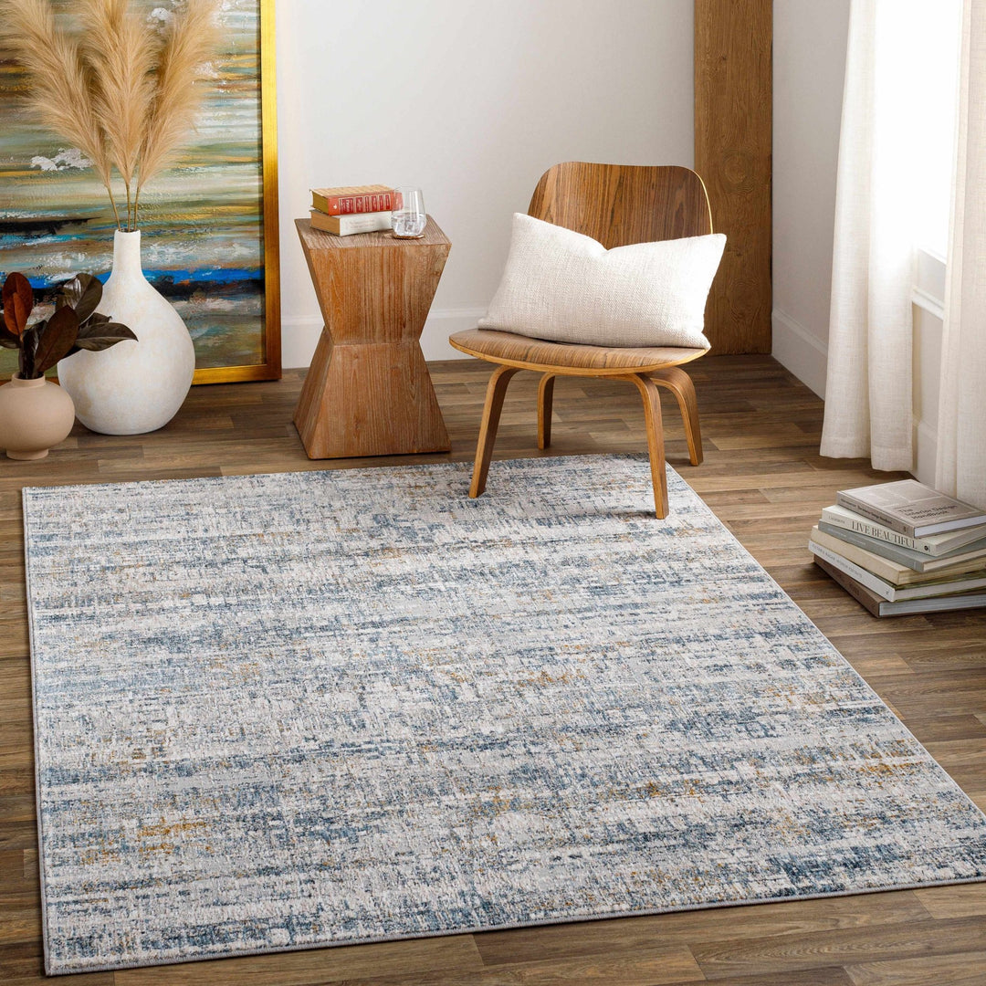 Contemporary Gray And Beige Abstract Machine Woven Rug - The Rug Decor