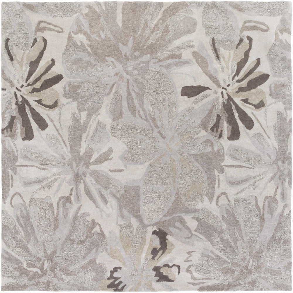 Contemporary Gray Floral Hand Tufted Wool Rug - The Rug Decor