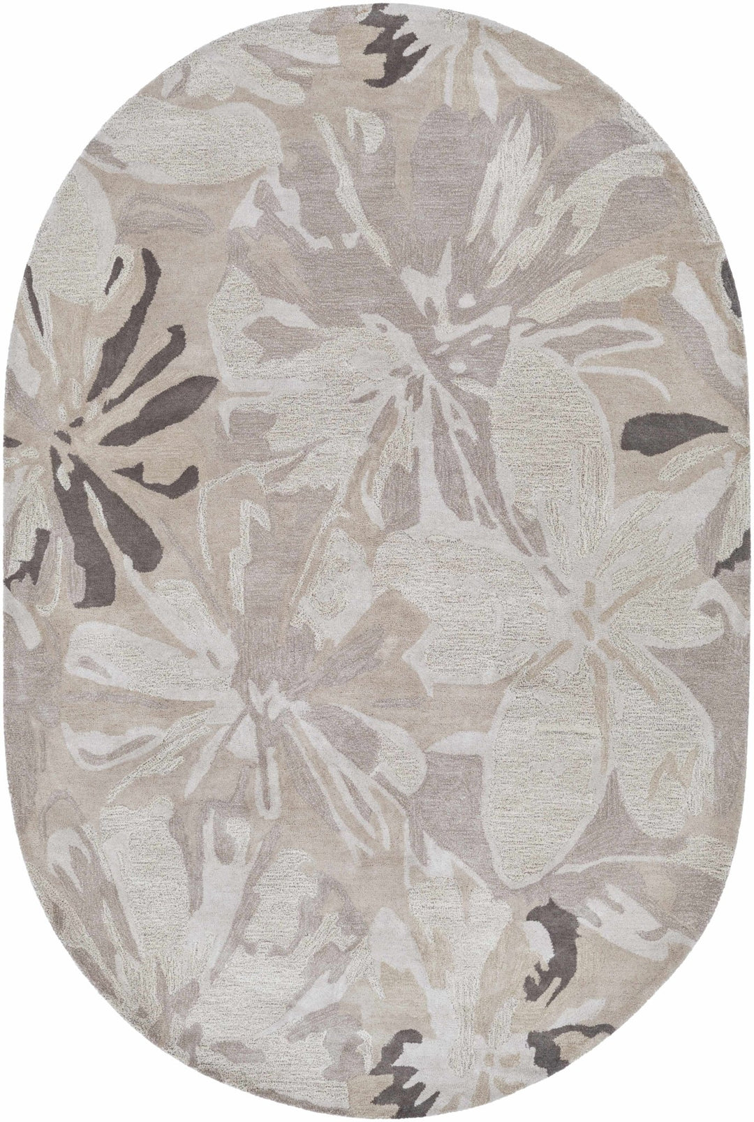 Contemporary Gray Floral Hand Tufted Wool Rug - The Rug Decor