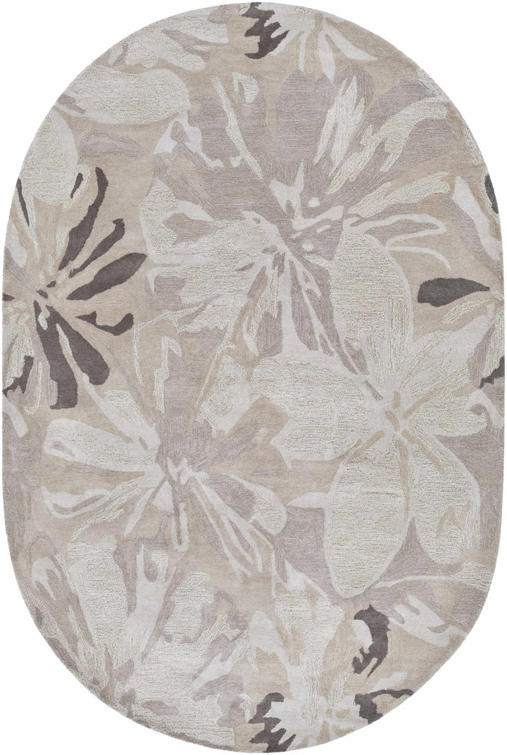 Contemporary Gray Floral Hand Tufted Wool Rug - The Rug Decor