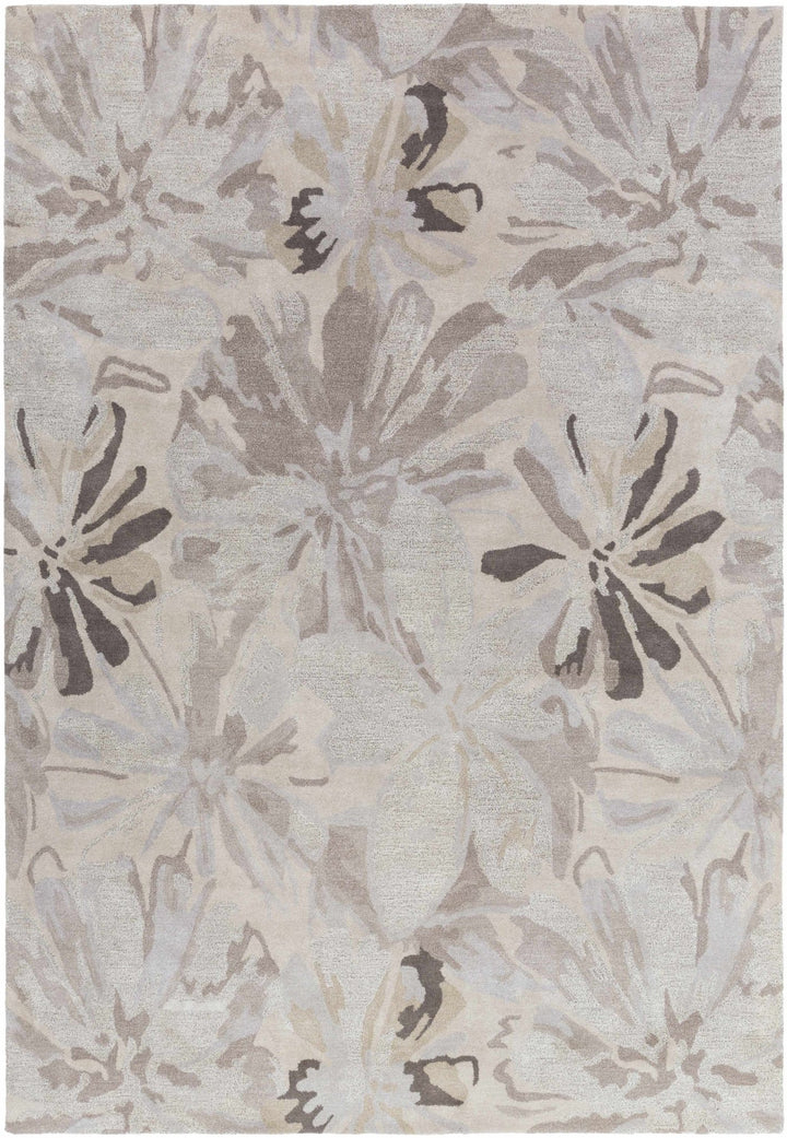 Contemporary Gray Floral Hand Tufted Wool Rug - The Rug Decor