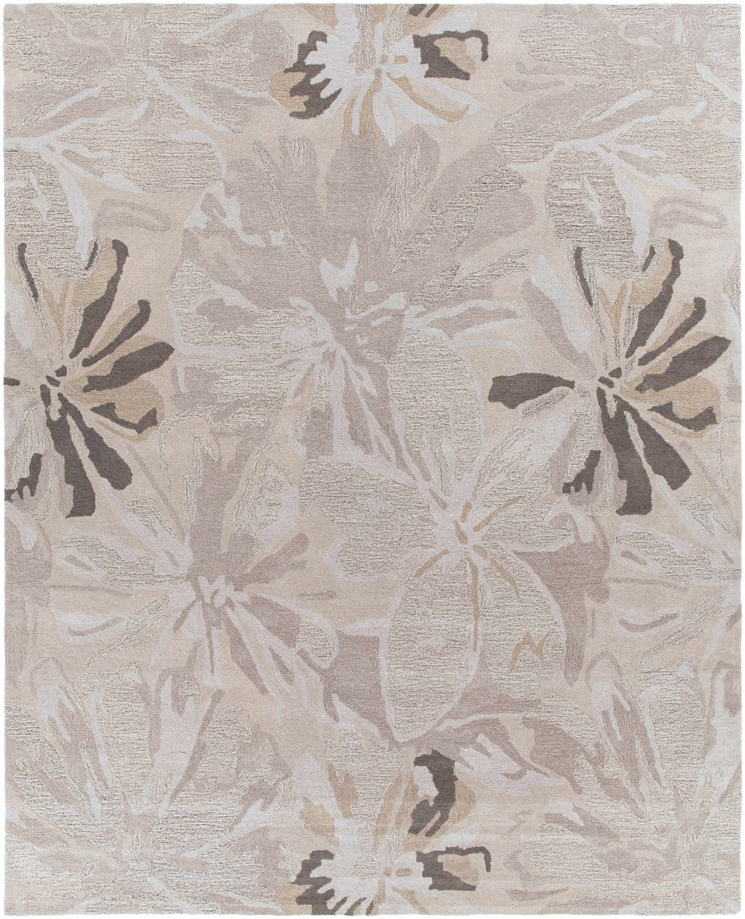 Contemporary Gray Floral Hand Tufted Wool Rug - The Rug Decor