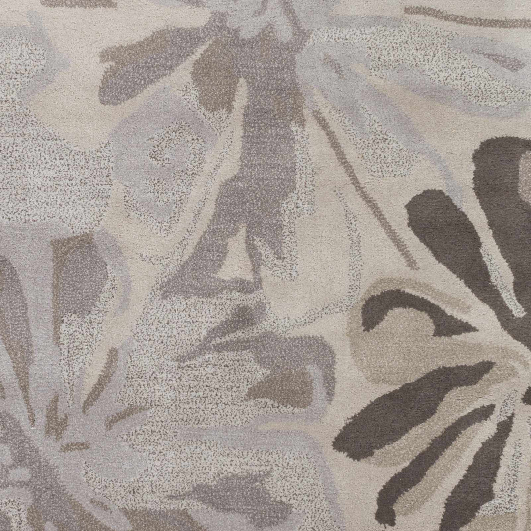 Contemporary Gray Floral Hand Tufted Wool Rug - The Rug Decor