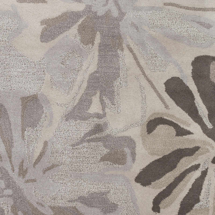 Contemporary Gray Floral Hand Tufted Wool Rug - The Rug Decor