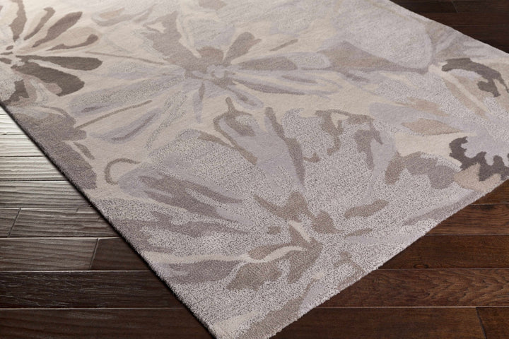 Contemporary Gray Floral Hand Tufted Wool Rug - The Rug Decor