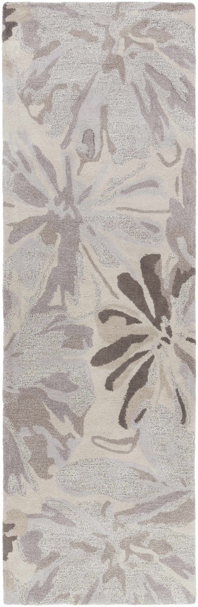Contemporary Gray Floral Hand Tufted Wool Rug - The Rug Decor