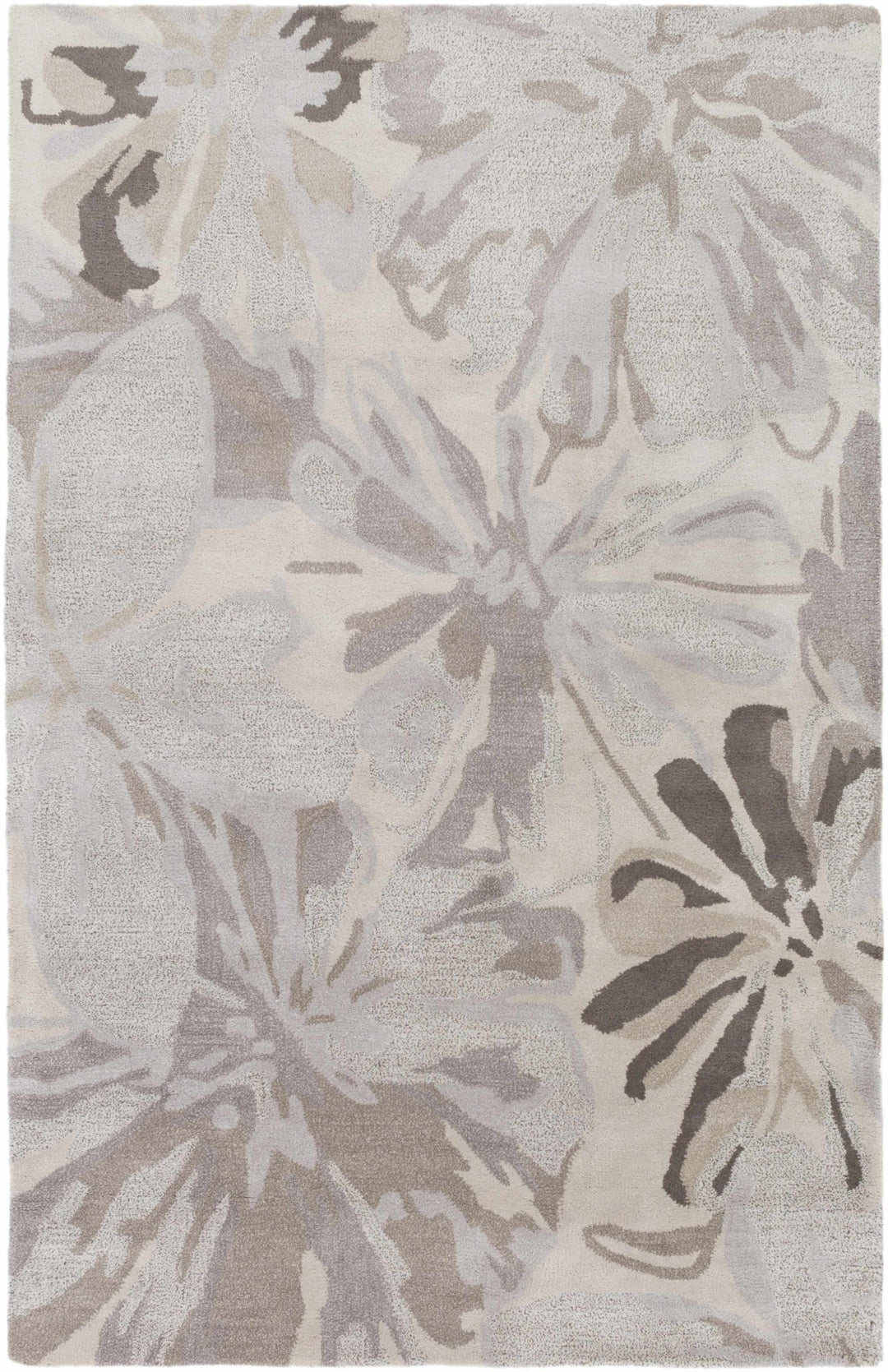 Contemporary Gray Floral Hand Tufted Wool Rug - The Rug Decor