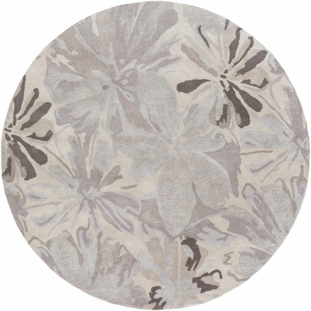 Contemporary Gray Floral Hand Tufted Wool Rug - The Rug Decor