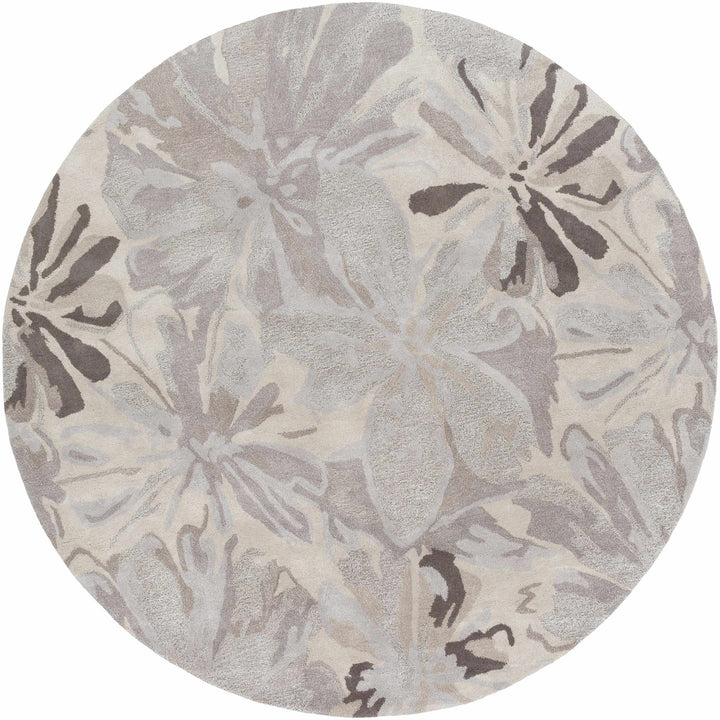 Contemporary Gray Floral Hand Tufted Wool Rug - The Rug Decor