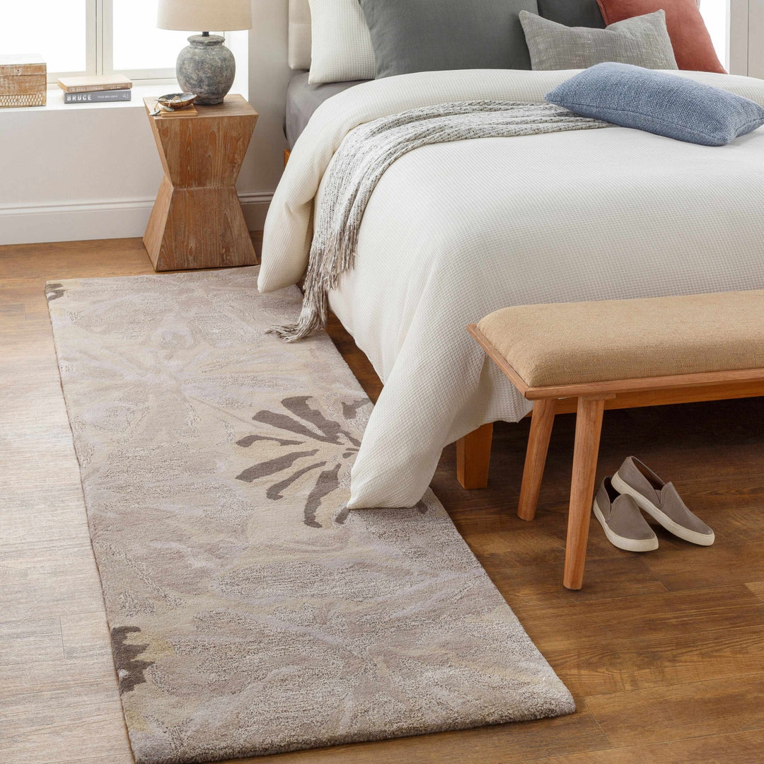Contemporary Gray Floral Hand Tufted Wool Rug - The Rug Decor