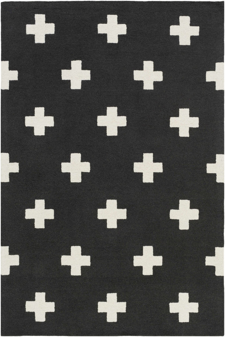 Contemporary Hand tufted Black and White Medium pile Wool Area Rug - The Rug Decor
