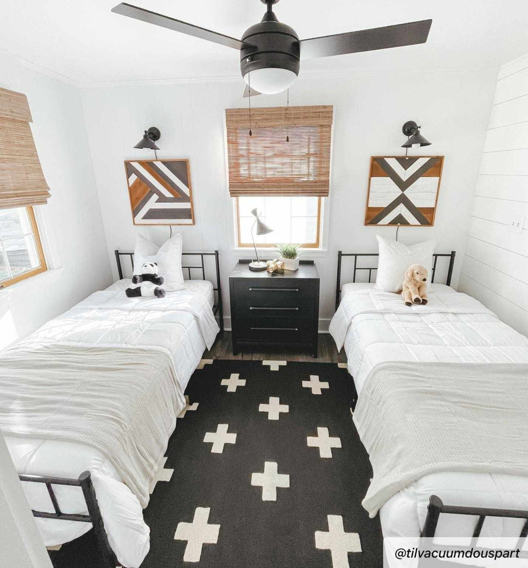 Contemporary Hand tufted Black and White Medium pile Wool Area Rug - The Rug Decor