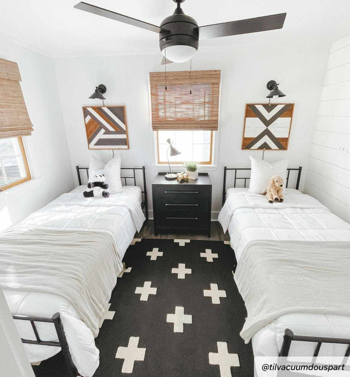 Contemporary Hand tufted Black and White Medium pile Wool Area Rug - The Rug Decor