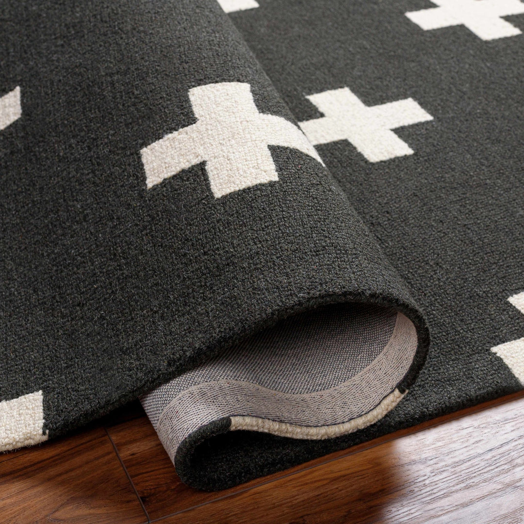 Contemporary Hand tufted Black and White Medium pile Wool Area Rug - The Rug Decor