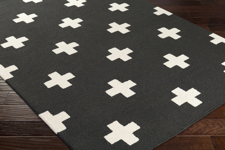 Contemporary Hand tufted Black and White Medium pile Wool Area Rug - The Rug Decor