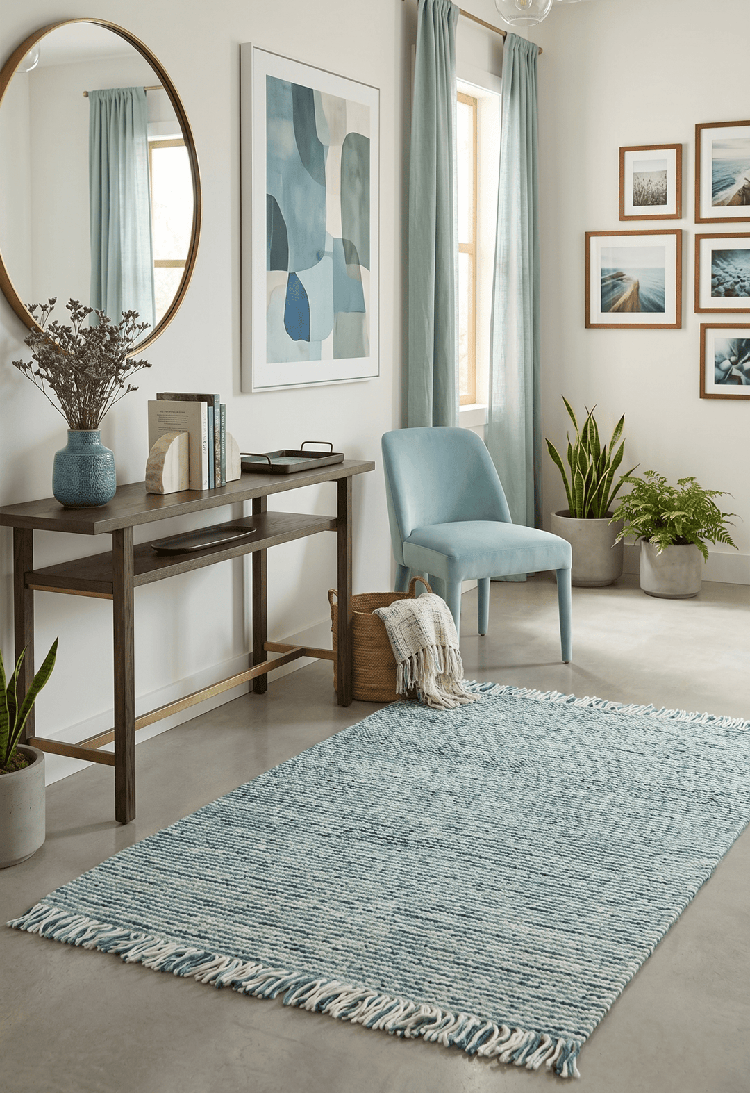 Contemporary Hand Woven Teal Wool Area Rug - The Rug Decor