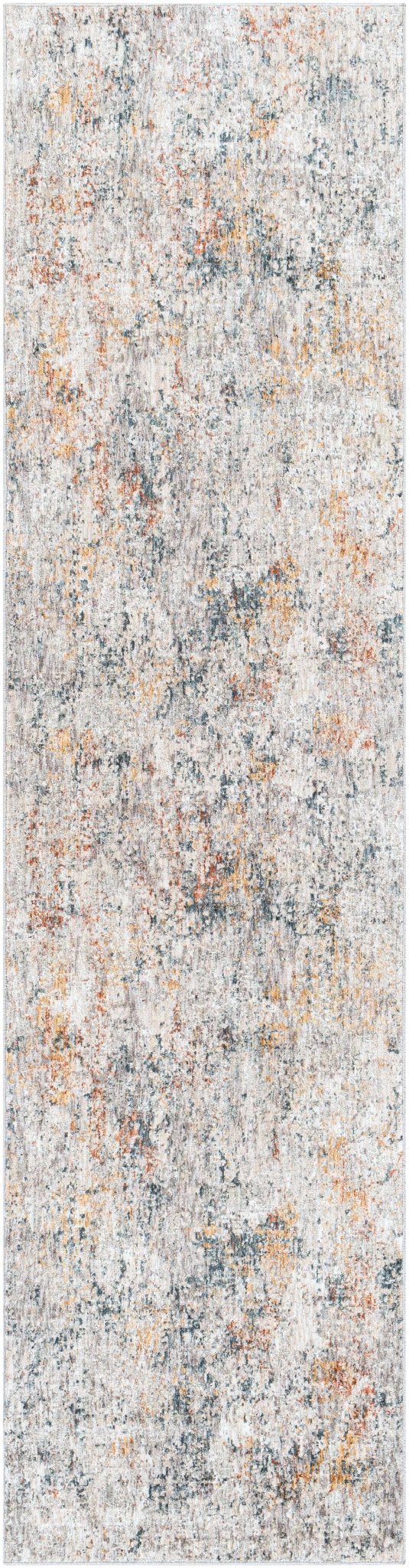 Contemporary Ivory And Blue Abstract Machine Woven Rug - The Rug Decor